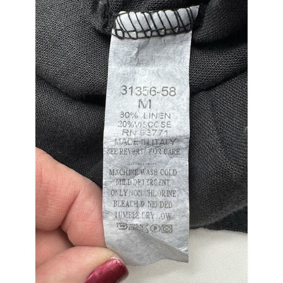 NWT CRISTINA VERGANI Made In Italy Linen Blend Sz M Wide Leg Jumper Black - Picture 6 of 8